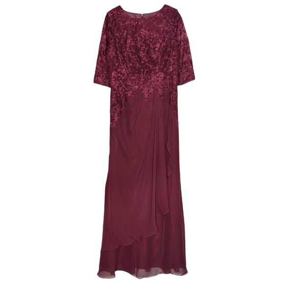 NWT Wedding Dress Gown Dark Romance Whimsigoth Boho Lace Floral Maroon Medium - Picture 1 of 7